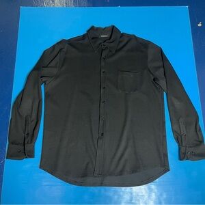 Dekker Black Long-Sleeve Button-Up Shirt with Chest Pocket